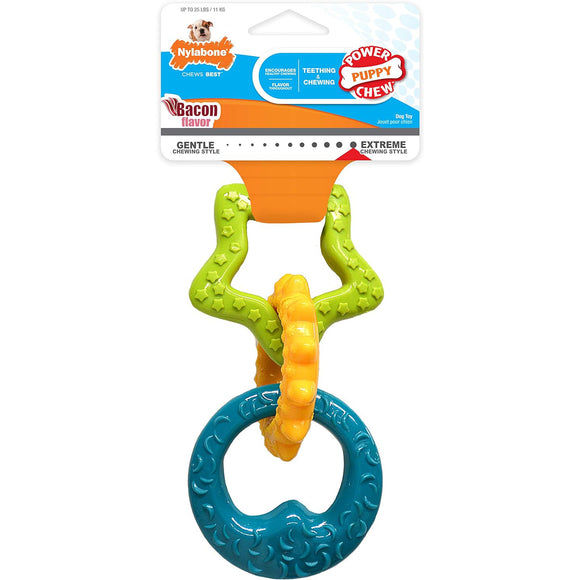Nylabone Puppy Teething Rings – Bacon Flavor Durable Chew Toy for Soothing Gums