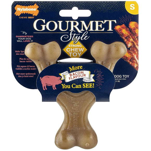 Nylabone Gourmet Wishbone Bacon Chew – Durable Large Dog Toy with Intense Bacon Flavor