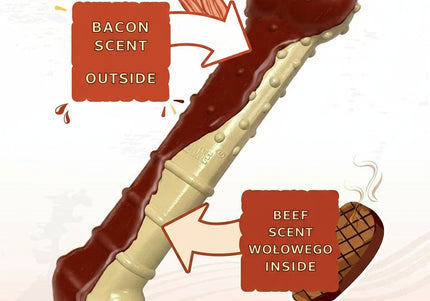 Nylabone Power Chew Basted Blast Bone – Hard Dual-Flavor Bacon and Steak Chew, Medium