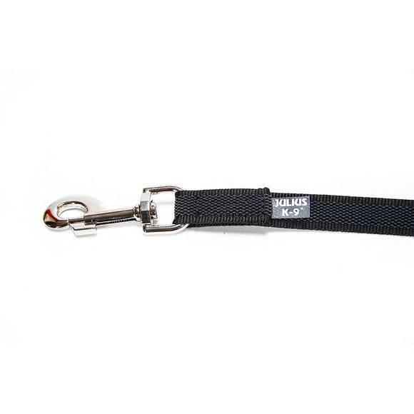Julius K9 Color & Gray Supergrip Leash – Black, 2x120cm, Anti-Slip with Handle and Ring