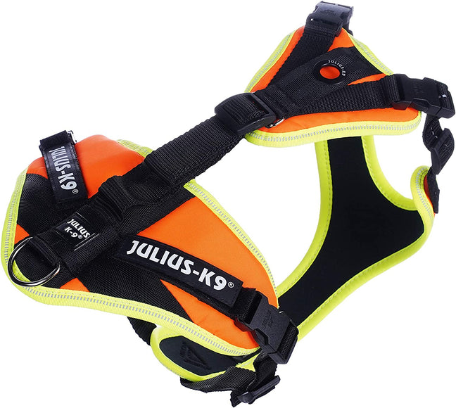 Julius K-9 Mantrailing UV Orange Tracking Harness – Medium, High-Visibility Durable Design