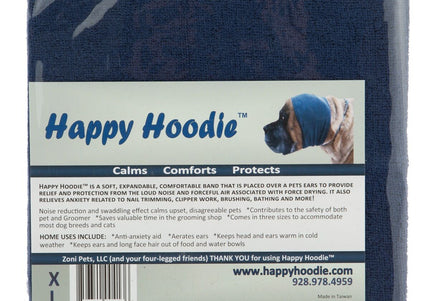Groom Professional Happy Hoodie XL – Navy Blue Ear Headband, Calming and Stretchable Design for Large Breeds