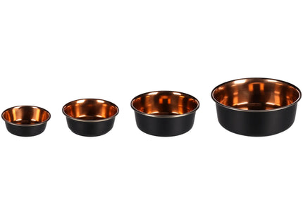 Flamingo Ezra Round Steel Bowl – Black and Copper, Small Size, Durable Design
