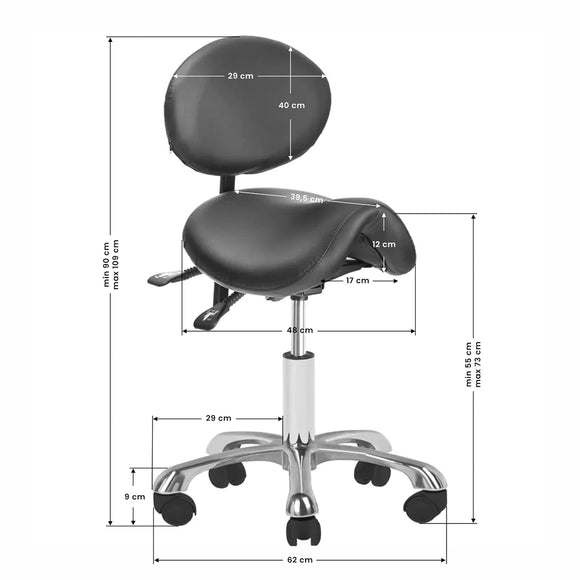 Activ Giovanni Grooming Stool – Ergonomic Black Seat with Adjustable Backrest Support