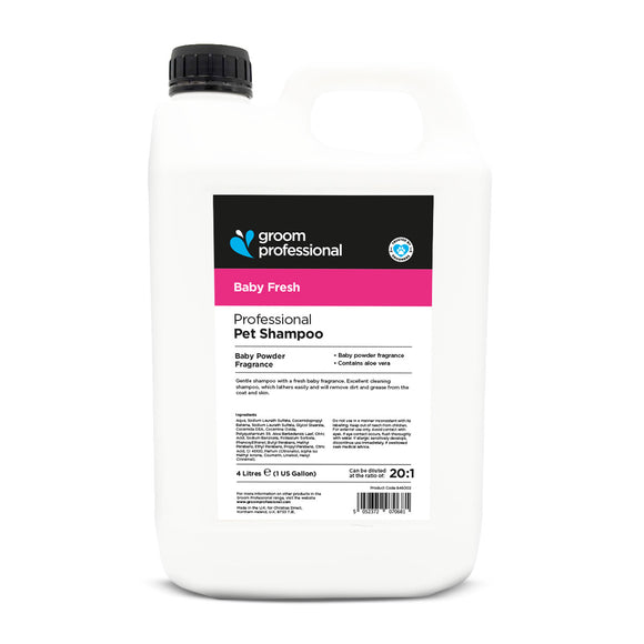 Groom Professional Baby Fresh Shampoo – Gentle Concentrate 1:20, 4L, Mild Cleansing Formula