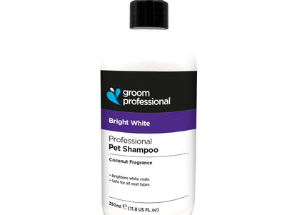 Groom Professional Bright White Shampoo – Concentrated Whitening Formula, 1:10 Dilution, 350ml Bottle