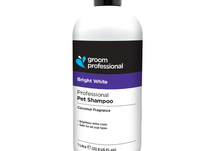 Groom Professional Bright White Shampoo – Concentrated Formula for White and Light Coats, 1L