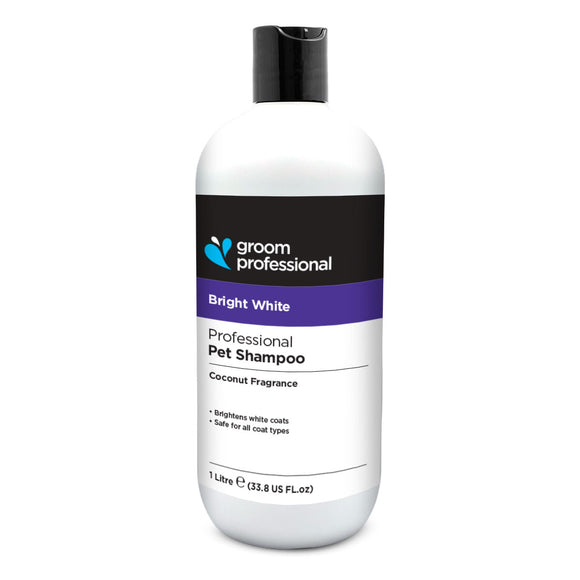 Groom Professional Bright White Shampoo – Concentrated Formula for White and Light Coats, 1L