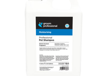 Groom Professional Coconut Moisturizing Shampoo – Concentrated 1:10 Formula, 4L, Nourishing Hydration