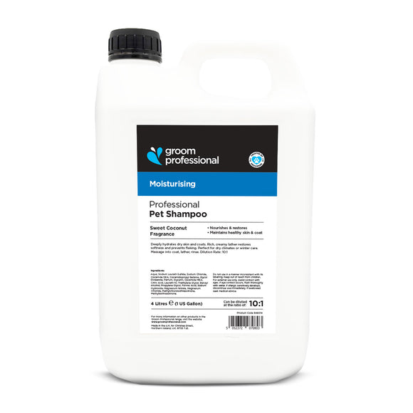 Groom Professional Coconut Moisturizing Shampoo – Concentrated 1:10 Formula, 4L, Nourishing Hydration