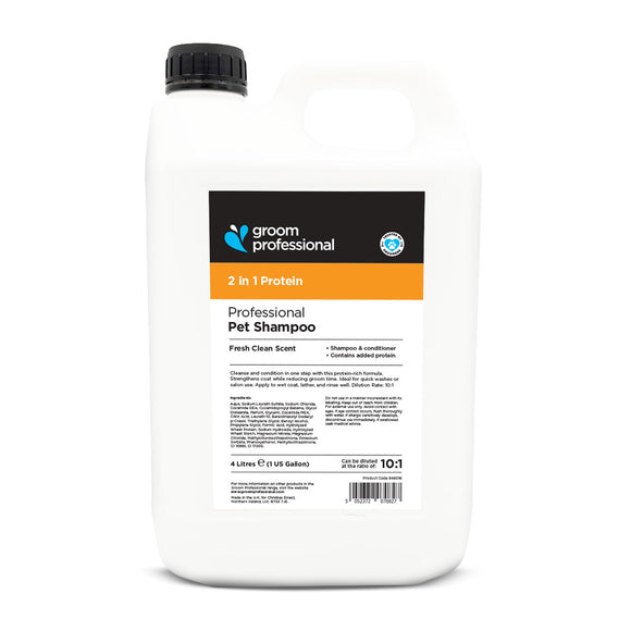 Groom Professional 2in1 Protein Shampoo and Conditioner – Concentrated 1:10 Formula, 4L