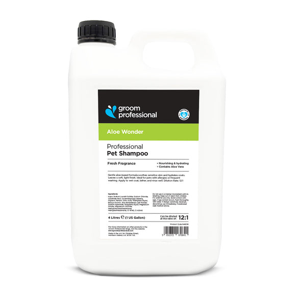 Groom Professional Aloe Wonder Shampoo – Moisturizing Aloe Formula, Soothes Dry and Irritated Skin, 4L