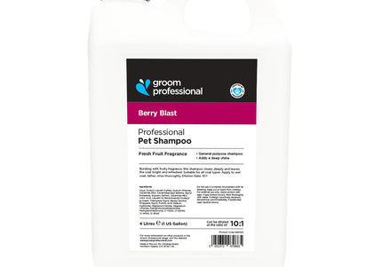 Groom Professional Berry Blast Shampoo – Concentrated Cleansing Formula with Blackberry and Raspberry, 4L