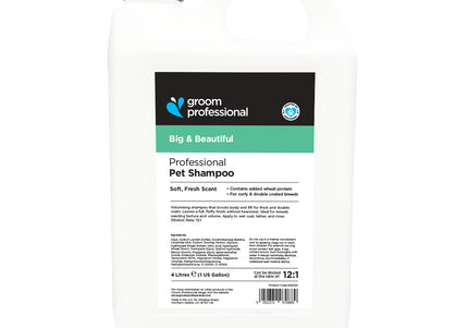 Groom Professional Big & Beautiful Volumising Shampoo – Concentrated Formula for Thick and Double Coats, 4L