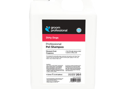 Groom Professional Dirty Dogs Deep-Cleaning Shampoo Concentrate 1:20, 4L – Powerful Formula for Heavily Soiled Fur