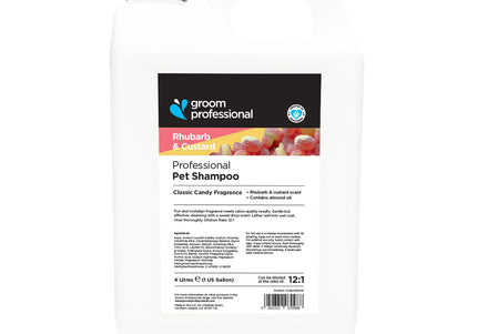 Groom Professional Rhubarb & Custard Shampoo – Moisturizing Formula with Rhubarb Pie Scent, 4L