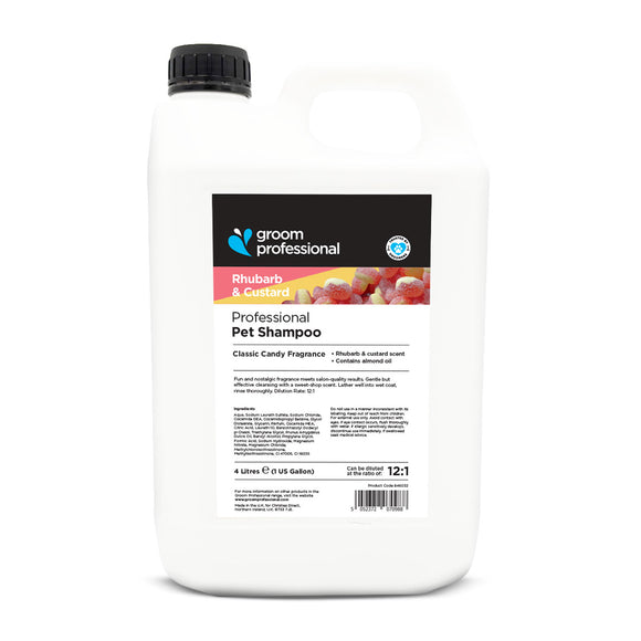 Groom Professional Rhubarb & Custard Shampoo – Moisturizing Formula with Rhubarb Pie Scent, 4L