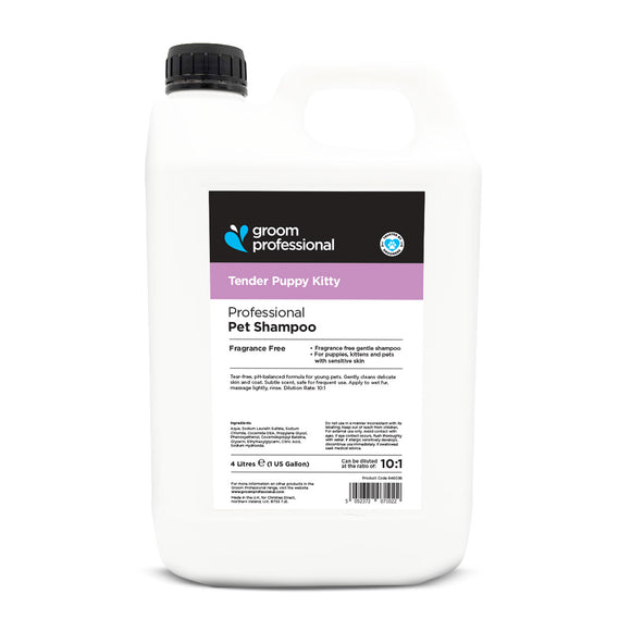 Groom Professional Tender Puppy Kitty Shampoo – Gentle Concentrate Formula, 4L, Mild Cleansing