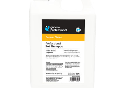Groom Professional Banana Sheen Shampoo – Moisturizing Concentrate with Banana Scent, 4L Bottle