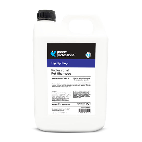Groom Professional Blueberry Highlighting Shampoo 4L – Color-Enhancing, 1:10 Concentrate Formula