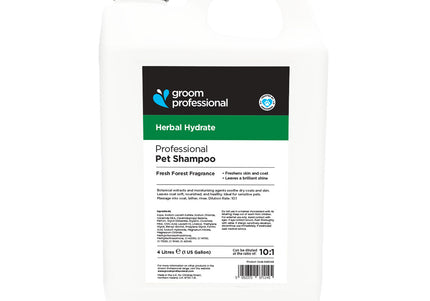 Groom Professional Herbal Hydrate Shampoo 4L – Revitalizing Herbal Formula, 1:10 Concentrate