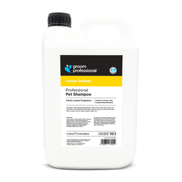 Groom Professional Lemon Refresh Shampoo 4L – Degreasing, Deodorizing 1:10 Concentrate Formula