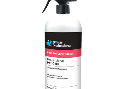 Groom Professional Fast Dri Spray – Sweet Fruit Scent, Reduces Coat Drying Time by 50%, 1L