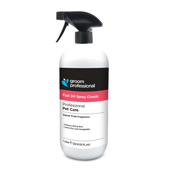 Groom Professional Fast Dri Spray – Sweet Fruit Scent, Reduces Coat Drying Time by 50%, 1L