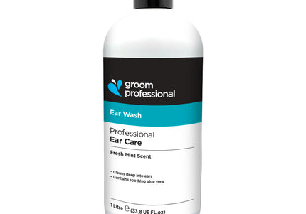 Groom Professional Ear Wash – Gentle Liquid Cleanser, 1L Bottle, Fast-Acting Formula