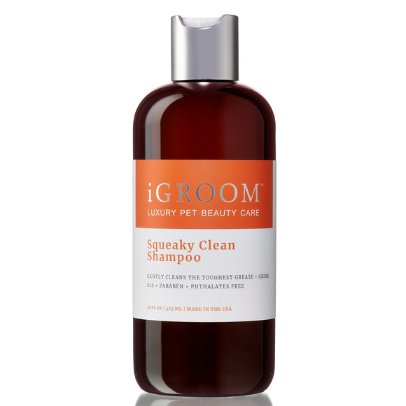 iGroom Squeaky Clean Shampoo – Gentle Concentrate for Sensitive Skin, 473ml Bottle