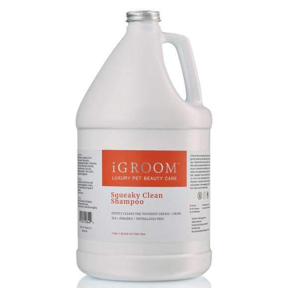 iGroom Squeaky Clean Shampoo – Gentle Concentrate 1:16, 3.8L, for Sensitive Skin, Deep Cleansing