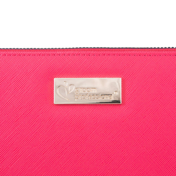 Groom Professional Pink Scissor Case – Large Organizer Holds 5 Pairs, Durable Design