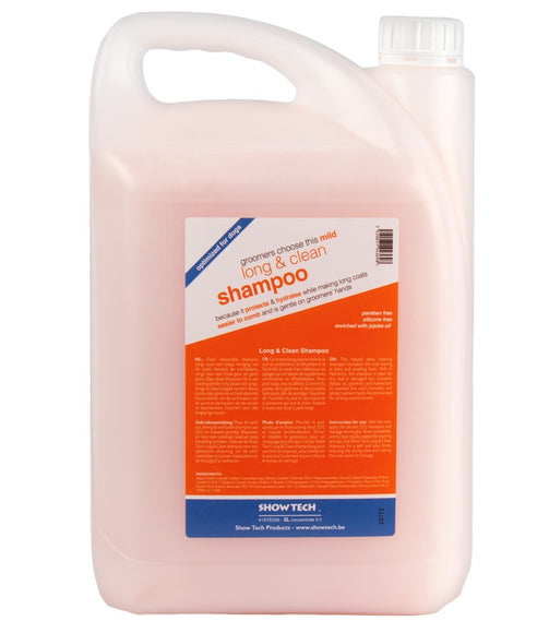 Show Tech Long & Clean Shampoo – Nourishing Formula for Long Coats, 5L Bottle