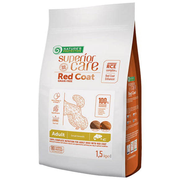 Nature’s Protection Superior Care Red Coat Adult Small Breed Salmon Dog Food – 1.5kg, Enriched with Krill