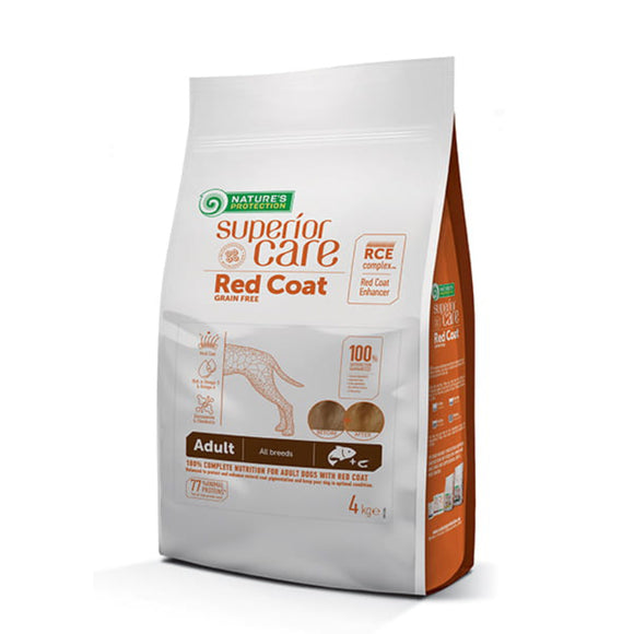 Nature’s Protection Superior Care Red Coat Adult Salmon & Krill Dog Food, 4kg – Enhances Coat Color