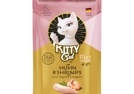 Kitty Cat Fillet in Pate Chicken and Shrimps 85g – Tender Wet Food Pouch, Protein-Rich Recipe