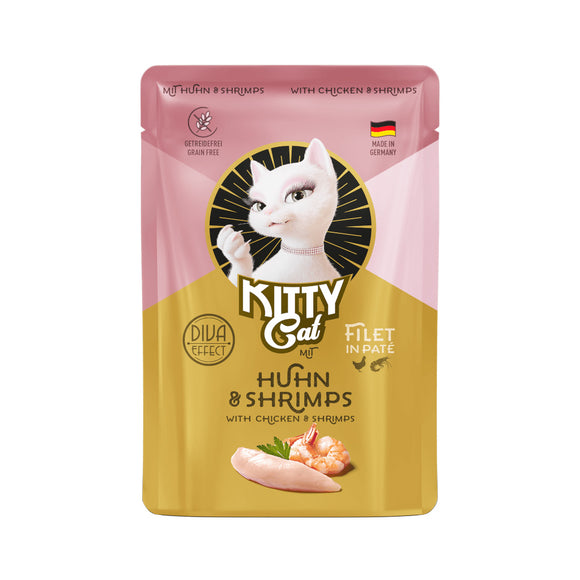 Kitty Cat Fillet in Pate Chicken and Shrimps 85g – Tender Wet Food Pouch, Protein-Rich Recipe
