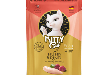 Kitty Cat Filet in Pate – Chicken and Beef 85g Pouch, Tender Fillet Texture