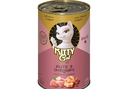 Kitty Cat Turkey & Shrimps Pate – Grain-Free Wet Cat Food, 400g Can, Protein-Rich Recipe