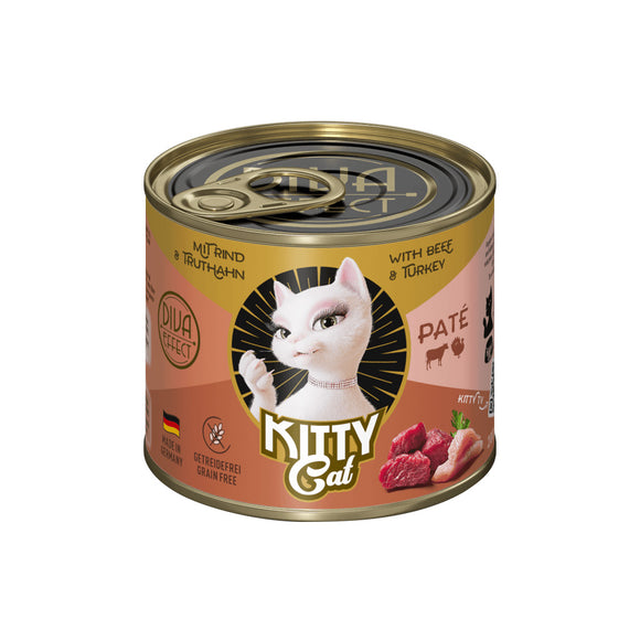 Kitty Cat Beef & Turkey Pate – Grain-Free Wet Food, Smooth Texture, 200g Can
