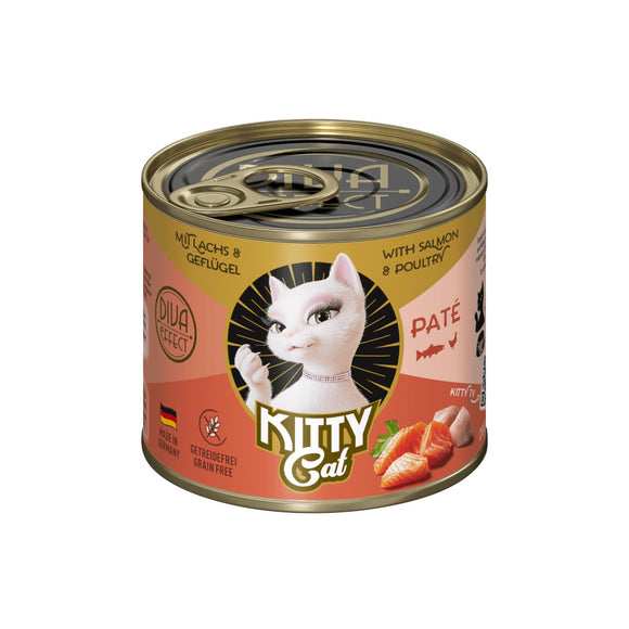 Kitty Cat Salmon & Poultry Pate – Grain-Free Wet Cat Food, Soft Texture, 200g Can
