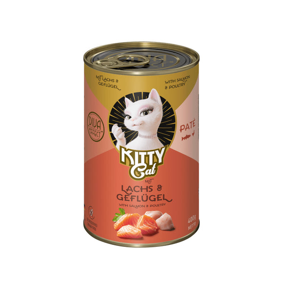 Kitty Cat Salmon & Poultry Pate – Grain-Free Wet Food, Smooth Texture, 400g Can