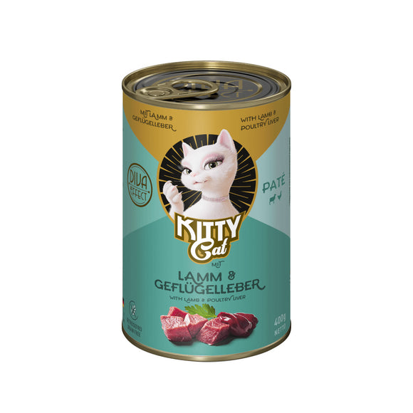 Kitty Cat Lamb & Poultry Liver Pate – Grain-Free Wet Food, Soft Texture, 400g Can