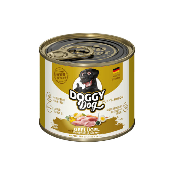 Doggy Dog Poultry Puppy Wet Food – Grain-Free Junior Formula, 200g Can