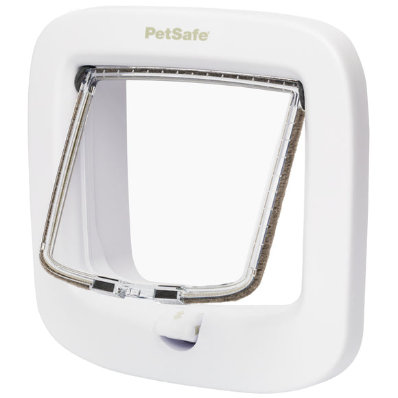 PetSafe Manual-Locking Cat Flap – White Door with Built-in Tunnel and Secure Locking Mechanism