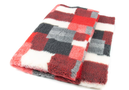 Blovi DryBed A+ Anti-Slip Grooming Bed – Red Gray Check Patchwork, 100x75cm