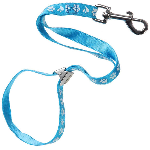 Groom Professional Ajax Pro Nylon Grooming Leash – Blue, 42cm, White Paw Print, 1.5cm Wide