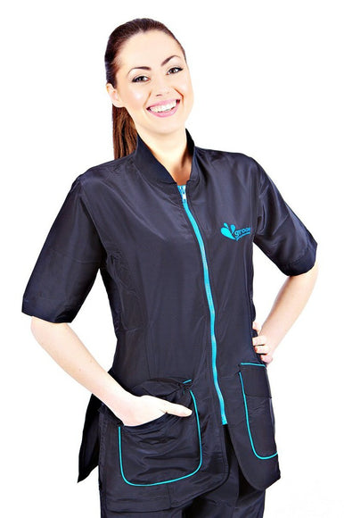 Groom Professional Milano Blue Grooming Sweatshirt – XL Size, Lightweight with Blue Trim