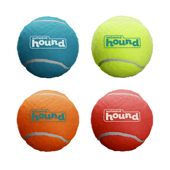 Outward Hound Squeaker Balls – Medium Tennis Ball Set, 4 Pack, Durable and Fun