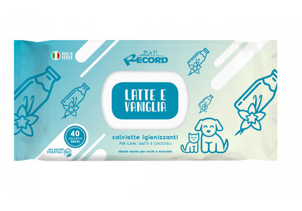 Record Latte e Vaniglia Grooming Wipes – Gentle Cleansing, Milk Vanilla Scent, 40 Pack